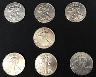 7 American silver eagle dollars - 1 oz Fine silver https://ctbids.com/#!/description/share/189884