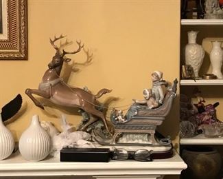 Lladro Reindeer & Sleigh