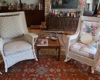 1920's large wicker porch rockers, one on right with back issues