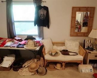 Wicker settee and mirror