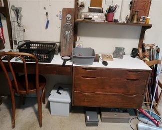 Desk and bent wood chair