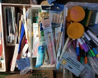 New in the package and gently used artists paint brushes.