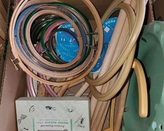 Embroidery hoops and other crafting supplies