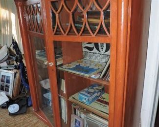 wooden hutch with glass doors