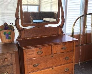 Antique Oak Dresser with Mirror