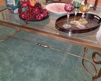 Glass Topped Metal Table 