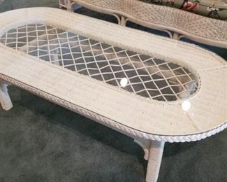 Wicker Glass Topped Coffee Table 