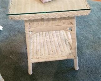 Wicker glass topped table 