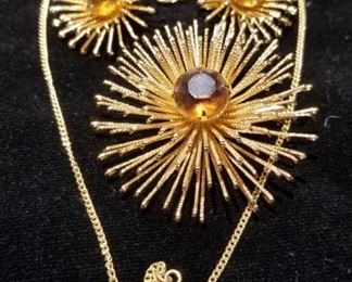 Sarah Coventry Clip Earrings,  Brooch and Necklace 