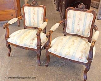 PAIR of French Style Mahogany Frame Arm Chairs 

Auction Estimate $100-$200 – Located Inside 
