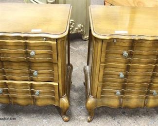 QUALITY SOLID “Leonardo Furniture Company” Mahogany French Provincial Style Night Stands 

Auction Estimate $100-$200 – Located Inside 

  
