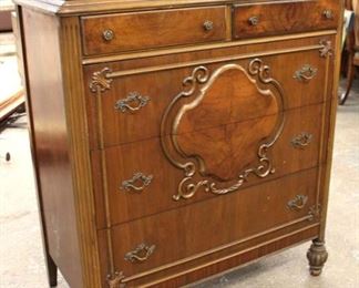 Walnut 2 Tone Depression Carved High Chest and Low Chest with Mirror 

Auction Estimate $200-$400 – Located Inside 
