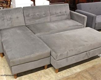 NEW 3 Piece Grey Upholstered Button Tufted Sectional with Lift Top Storage Chaise and Storage Ottoman 

Auction Estimate $300-$600 – Located Inside 
