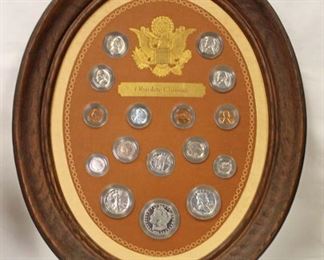 United States Obsolete Coinage – some Silver Coins including 1899 Silver Morgan Dollar in Oval Hanging Display 

Auction Estimate $100-$200 – Located Inside 
