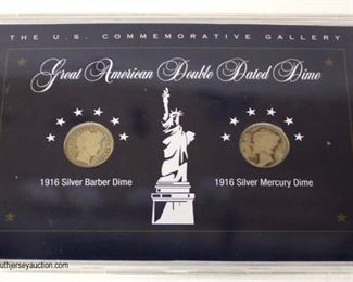Great American Double Dated Dime – 1916 Silver Barber Dime and 1916 Silver Mercury Dime 

Auction Estimate $10-$20 – Located Inside 

  
