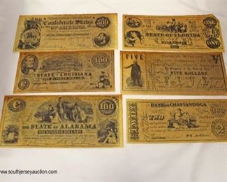 Selection of Confederate Money 

Auction Estimate $20-$50 – Located Inside 
