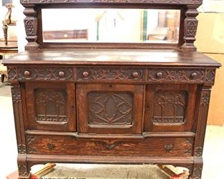  ANTIQUE Quartersawn Oak Gothic Inspired Buffet with Mirror

Auction Estimate $200-$400 – Located Inside 