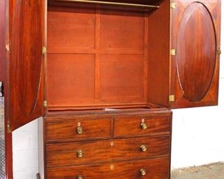  ANTIQUE Period 2 Piece Burl Mahogany 2 Door 3 Drawer Linen Press

Auction Estimate $500-$1000 – Located Inside 