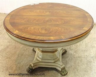  Round 44" Diameter Burl Mahogany Inlaid and Banded Table with (4) 16" Leaves attributed to Karges Furniture (table opens 108")

Auction Estimate $300-$600 – Located Inside 