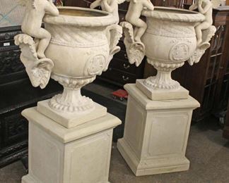  PAIR of Large 2 Piece Composition Planter Urns with Cherubs on Ram Heads

 (Approximately 5’ High)

Auction Estimate $500-$1000 – Located Out Front 