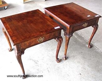 PAIR of “CTH Furniture” Burl Mahogany Inlaid and Banded Carved Ball and Claw One Drawer Lamp Tables

Auction Estimate $100-$200 – Located Inside 