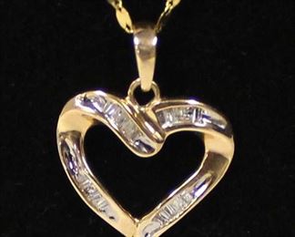  10 Karat Yellow Gold Necklace with Heart Pendant with Diamonds

Auction Estimate $100-$300 – Located Inside 