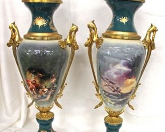  BEAUTIFUL PAIR of Antique Style Porcelain Urns in the manner of Serves

Auction Estimate $200-$400 – Located Inside 