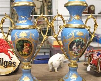  BEAUTIFUL PAIR of Porcelain and Bronze Wrap Hand Painted Urns in Manner of Serves

Auction Estimate $300-$600 – Located Inside 