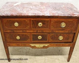  ANTIQUE Burl and Banded Marble Top French Chest with Applied Bronze

Auction Estimate $200-$400 – Located Inside 