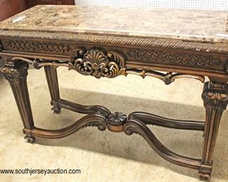 Mahogany Marble Top Decorator Sofa table in the manner of Maitland Smith Furniture 

Auction Estimate $200-$400 – Located Inside 
