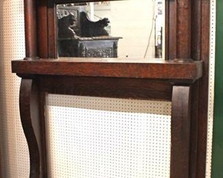 ANTIQUE Oak Fireplace Mantle in the Empire Style Original Finish and Beveled Mirror 

Auction Estimate $300-$600 – Located Inside 
