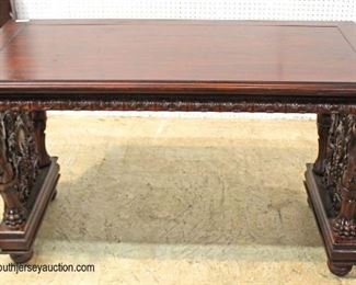 SOLID Mahogany Highly Carved with Lion Heads Library Table 

Auction Estimate $300-$600 – Located Inside 
