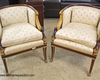 PAIR of Down Cushion Mahogany Frame with Carved Swan Decorator Chairs 

Auction Estimate $300-$600 – Located Inside

