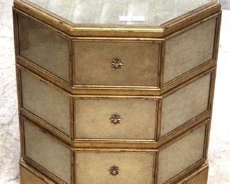 Decorator “Theodore Alexander” Octagon VINTAGE Mirrored 3 Drawer Lamp Stand 

Auction Estimate $300-$600 – Located Inside 
