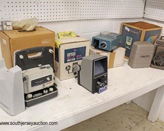  Selection of Vintage Bell & Howell and Honeywell Elmo Projectors, Vernon Movie Editor and Players

Located Glassware – Auction Estimate $ 