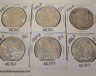  6 Silver US Dollars including 1886-P, 1890-P, 1900-O, 1889-P

Located Showcase – Auction Estimate $20-$60 each 