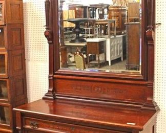  VERY NICE ANTIQUE Solid Mahogany Carved and Column Victorian 3 Drawer Dresser with High Back Mirror

Located Inside – Auction Estimate $200-$400

  