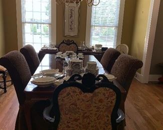 Chippendale style dining table with three leaves