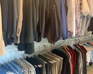 Men’s clothes, including cashmere jackets and suits from Jos A.Banks