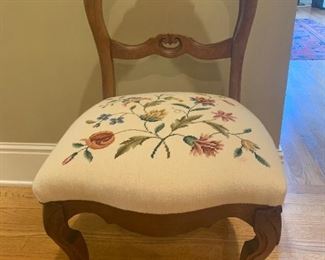 French Victorian chair with needlepoint seat