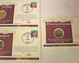  (3) 1999 Commemorative Cover State Pennsylvania Quarter, New Jersey Quarter and Delaware Quarter

Auction Estimate $5-$10 – Located Glassware 
