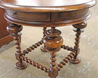  Oak “European Crossroads by John Richard” Leather Top Barley Twist Carved One Drawer Round Stand

Auction Estimate $100-$300 – Located Inside 