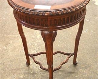  Burl Mahogany Carved Stretcher Base Inlaid and Banded Lift Top Demilune Sewing Stand

Auction Estimate $100-$200 – Located Inside 