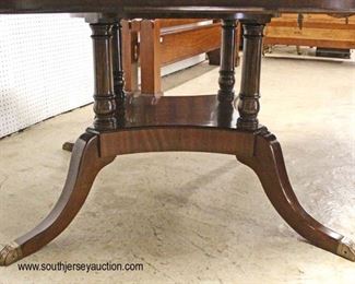  BEAUTIFUL Burl Mahogany 60” Inlaid and Banded Round Dining Room Table with Star Inlay Top and Brass Paw Feet and (6) 12” Perimeter Leaves Total of 84” Diameter

Auction Estimate $500-$1000 – Located Inside 