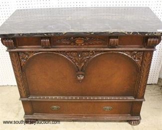  ANTIQUE Marble Top Carved One Drawer Mahogany Drop Front Door with 4 Drawers Server

Auction Estimate $200-$400 – Located Inside 