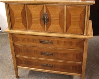  Mid Century Modern “White Furniture” Danish Walnut Banded Low Chest and High Chest with Fitted

Interior

Auction Estimate $300-$600 – Located Inside 