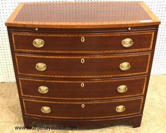  BEAUTIFUL “Baker Furniture” Burl Mahogany and Banded 4 Drawer Bow Front Bachelor Chest with Pull Out Tray

Auction Estimate $200-$400 – Located Inside 