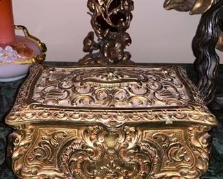 LARGE GILT BRONZE CASKET 