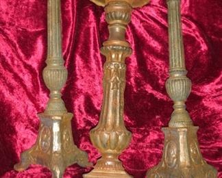 3 cast iron candle holders  $50