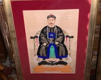 ANTIQUE LARGE CHINESE EMPEROR PORTRAIT PAINTING  (2FT BY 17) $200